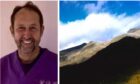 Collage image of Nathan Turner on left and Ben Nevis ridge on right.