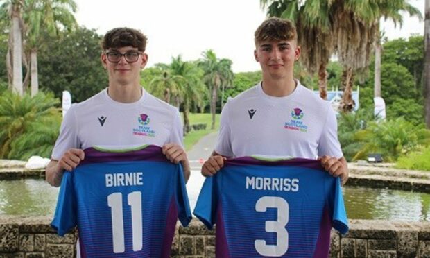 Ben Morriss and Ross Birnie were part of the Scottish men's rugby sevens team which won gold at the Commonwealth Youth Games in Trinidad and Tobago. Image: Team Scotland