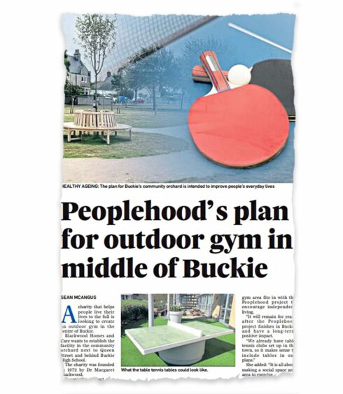 Press and Journal coverage of announcement of plans for outdoor gym in Buckie.