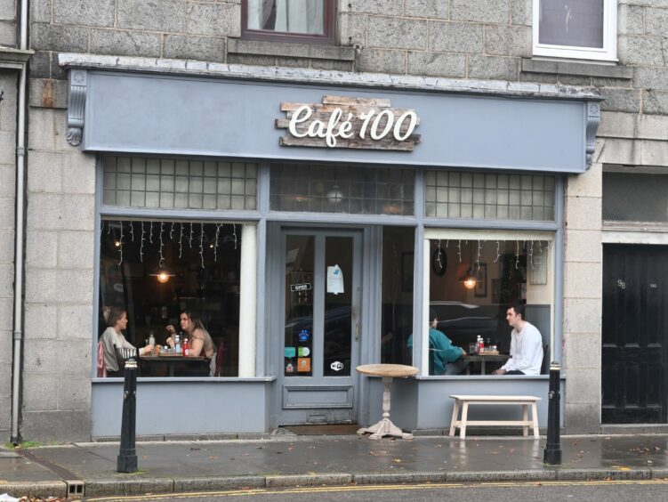 Exterior of Cafe 100 on Holburn Street in Aberdeen 