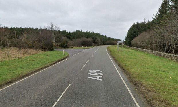 The A98 where the crash occurred. Image: Google Maps.