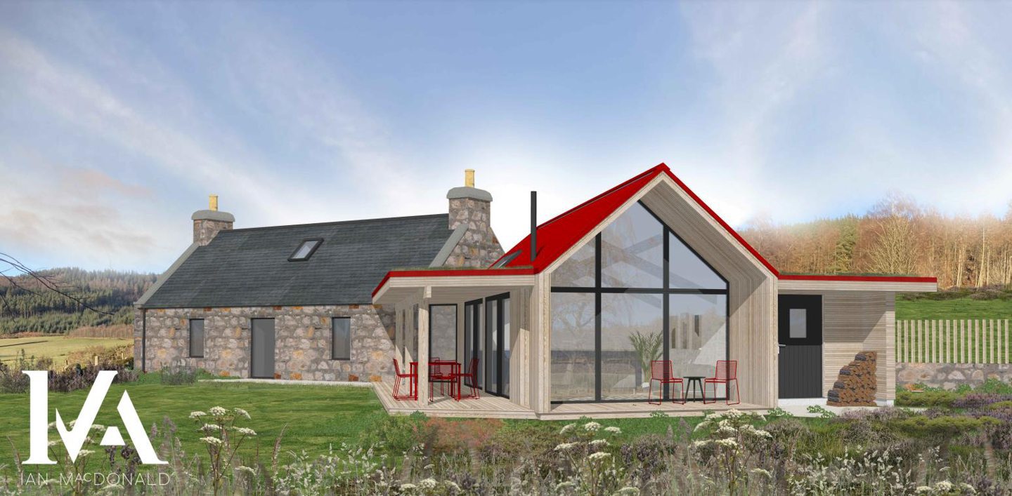 The new extension would have huge windows offering expansive views of the countryside.