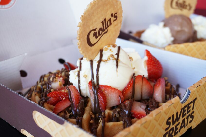 A Crolla's dessert in a takeaway box