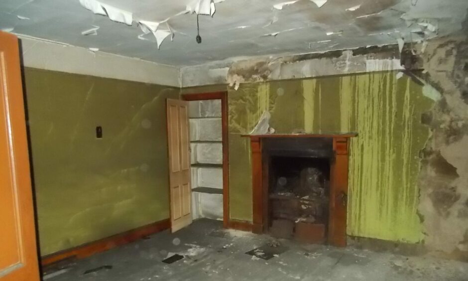 One of the damaged rooms in the John Trail bookshop.