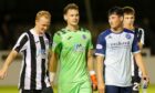 Elgin City goalkeeper Daniel Hoban following his side's penalty shoot-out triumph against Forfar Athletic. Image: Bob Crombie