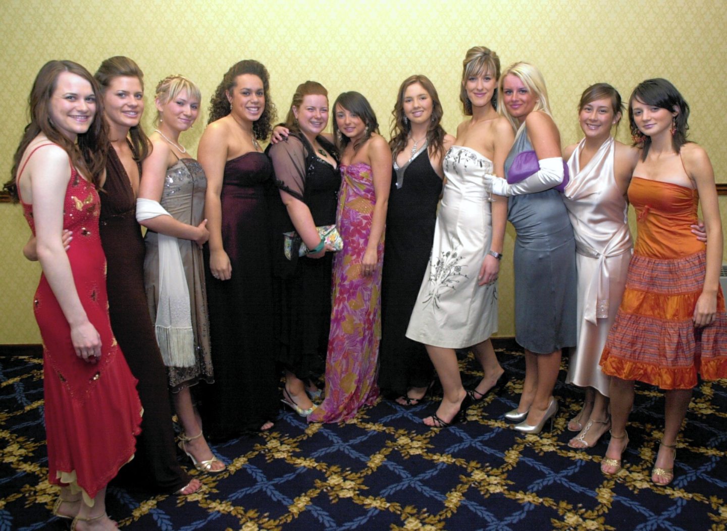 Large group of Grammar School girls at the 2005 prom.
