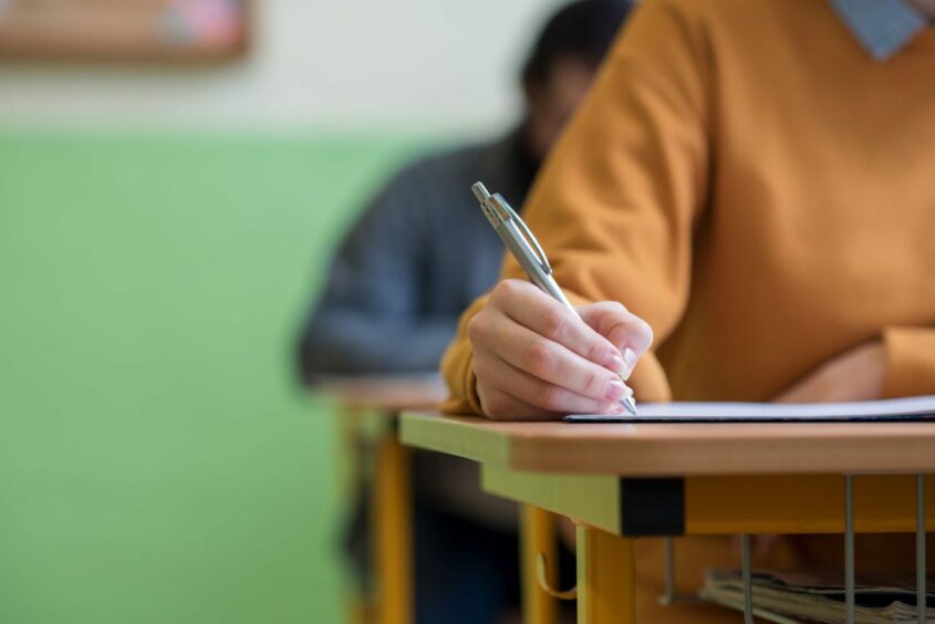 Pupil taking exam.