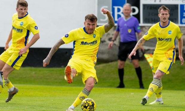 Darryl McHardy claimed a double for Buckie Thistle against Forres Mechanics. Image: Jasperimage.