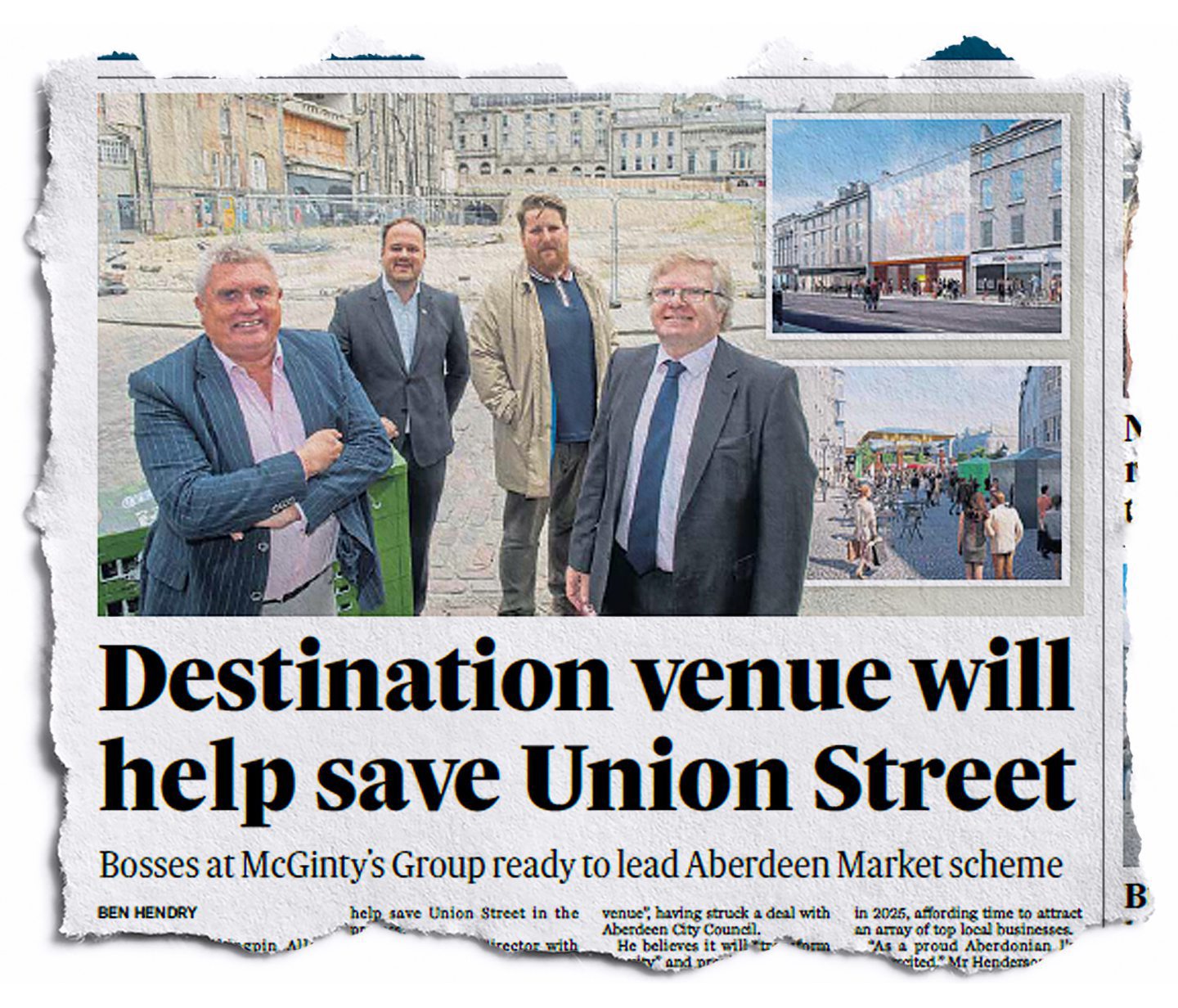 The McGinty's Group's plans for the market were on the front page of The Press and Journal with the headline reading 'Destination venue will help save Union Street'