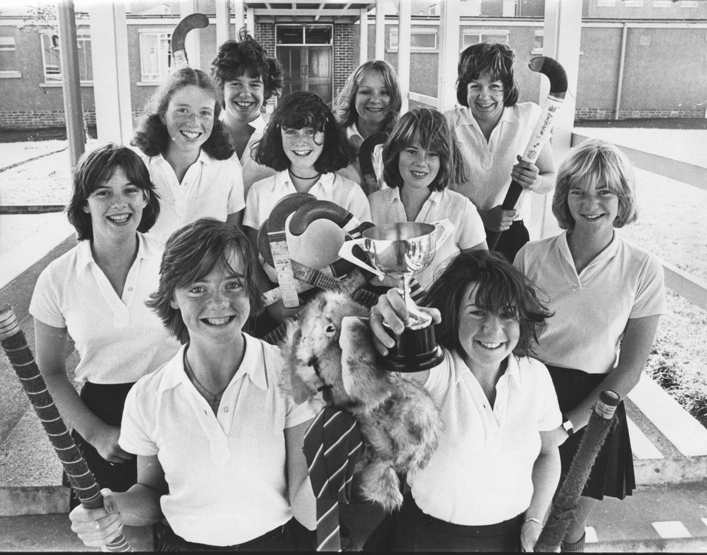 Aberdeen Grammar School's A Team (Hockey) smiles for pictures.