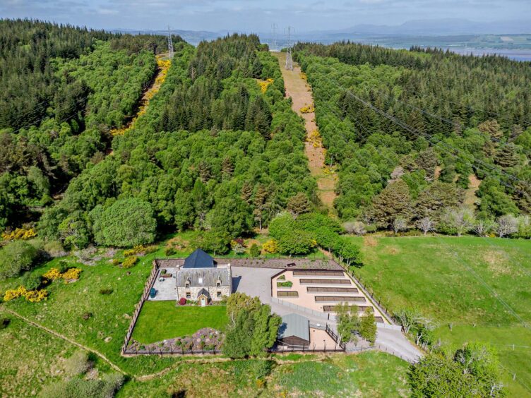 An aerial view of the Bunchrew cottage near inverness