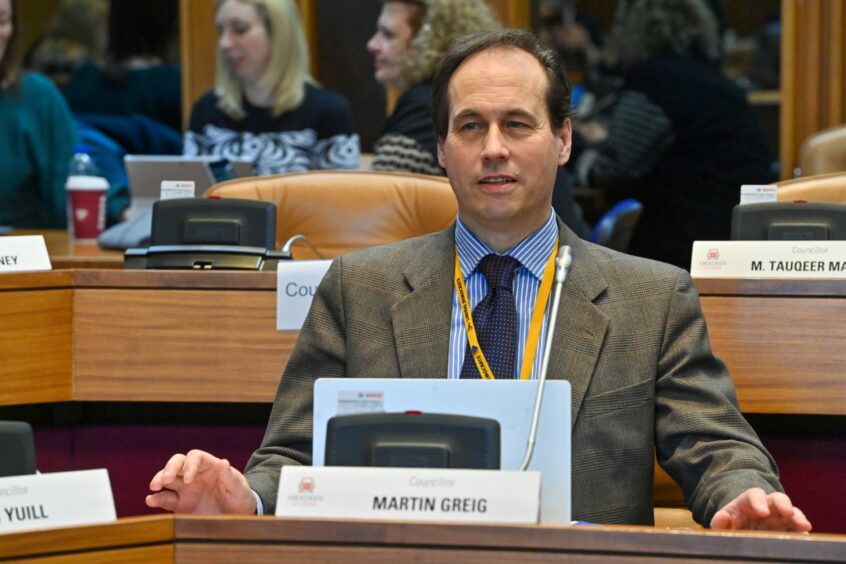 Councillor Martin Greig in the council chamber in Aberdeen.