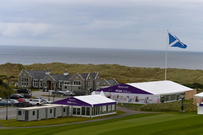 The tournament village being built ahead of the Staysure PGA Seniors Championship at Trump International Golf Links