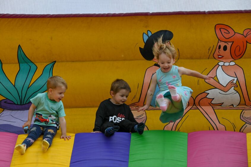 The inflatables were a popular attraction with a lot of kids. 