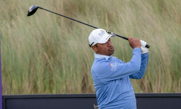 Michael Campbell teeing off at Trump International Links. Image: Kenny Elrick/DC Thomson