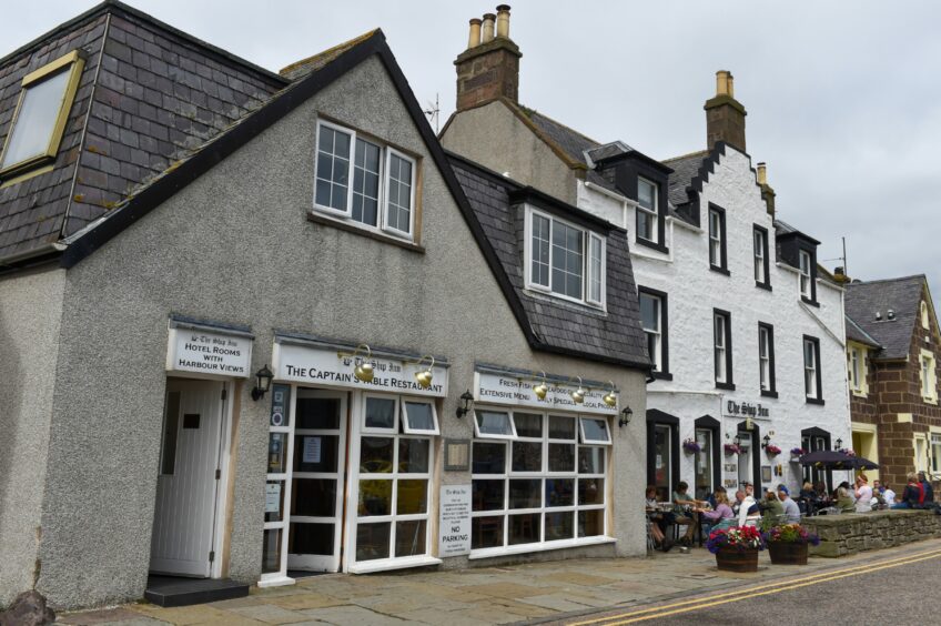 Exterior of Stonehaven's Ship Inn and its popular Captain's Table restaurant.