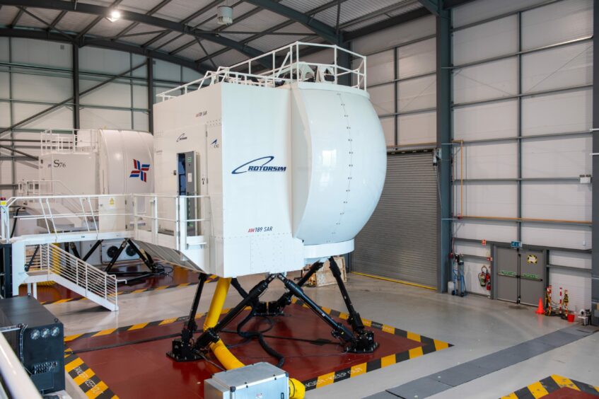 One of the helicopter simulators at Bristow's pilot training centre in Aberdeen.