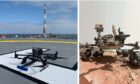 The SeekIR drone alongside a NASA Mars rover. Image: DCT Media