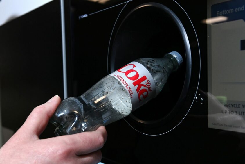 A reverse vending machine.