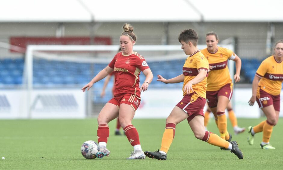 Laura Holden in action for Aberdeen against Motherwell on the opening day of the SWPL season.