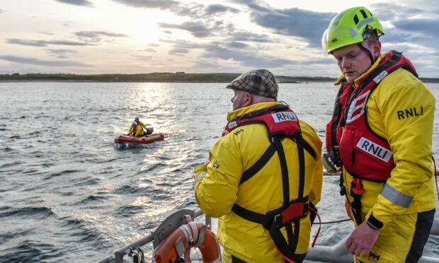 Peterhead RNLI during a practice misssion.