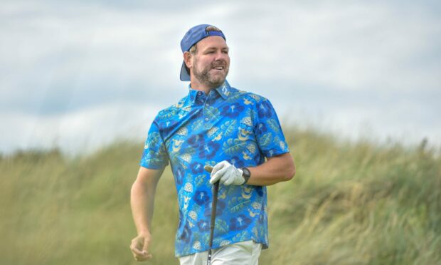 Brian McFadden in action at the Staysure PGA Seniors Championship celebrity pro-am. Image: Darrell Benns/DC Thomson