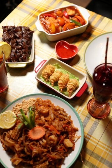 Tablespread of Instagrammable dishes from Thai restaurant Madame Mew in Aberdeen.