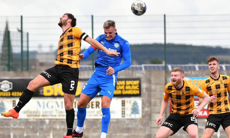 Jason Brown in action for Peterhead against East Fife on the opening day of the League Two season.