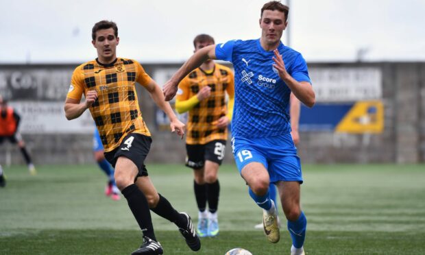 Aaron Reid in action for Peterhead against East Fife on the opening day of the League Two season.