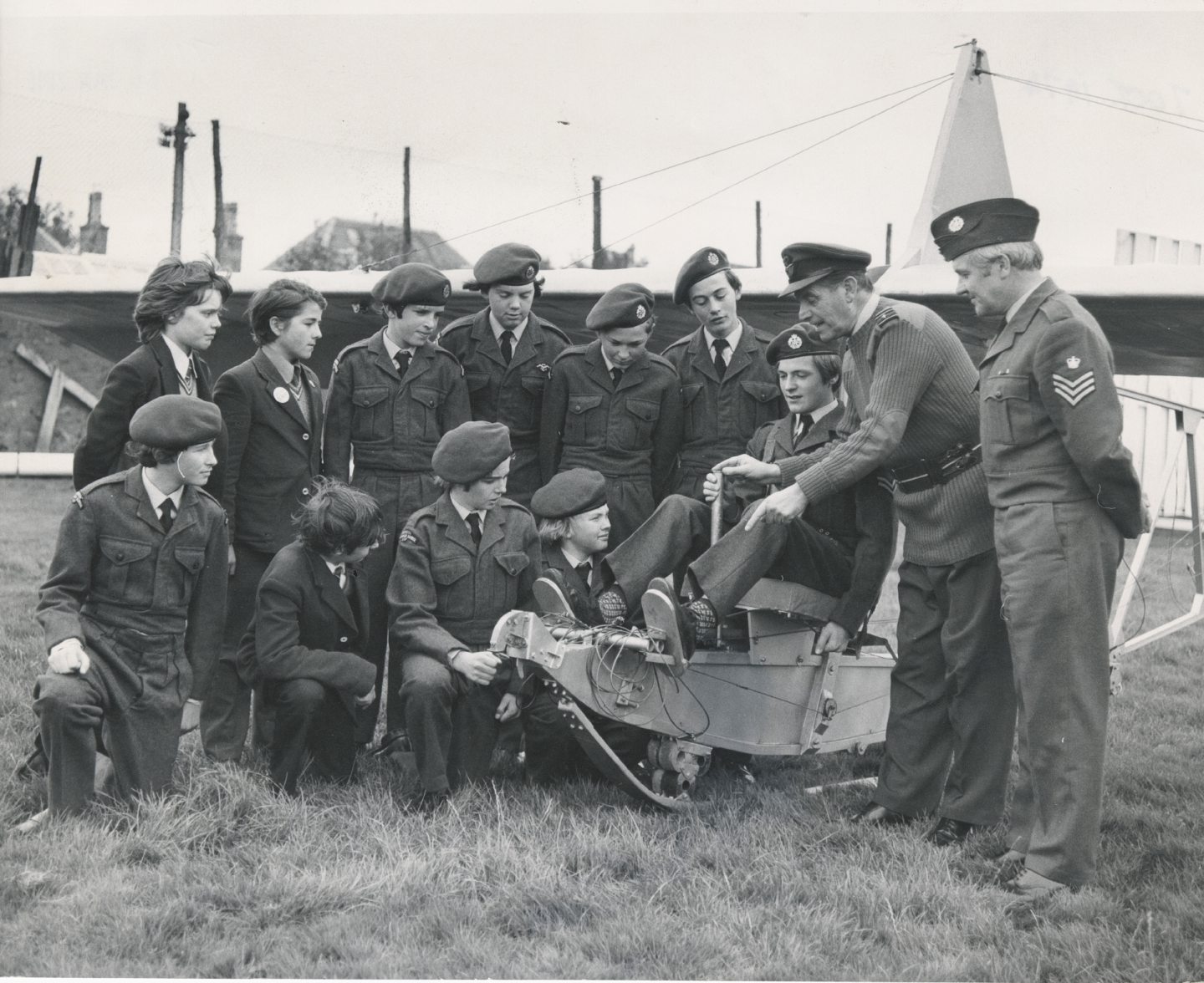 Cadets of Rubislaw Academy (Aberdeen Grammar School) pictured having fun with a glider in the summer of 1974.