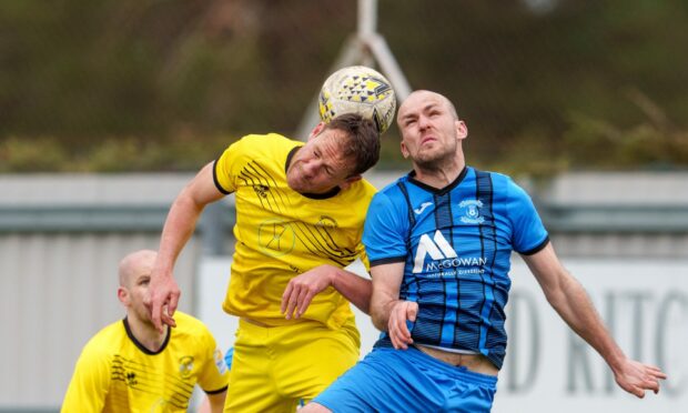 Alan Kerr, right, pictured in action for Strathspey Thistle is set to face Nairn County.