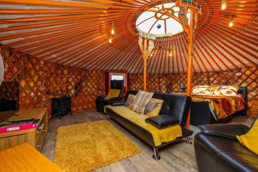 Inside one of the yurt's in Turriff 