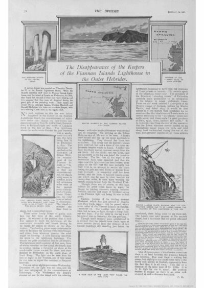 An article with the headline 'The Disappearance of the Keepers of the Flannan Islands Lighthouse in the Outer Hebrides'