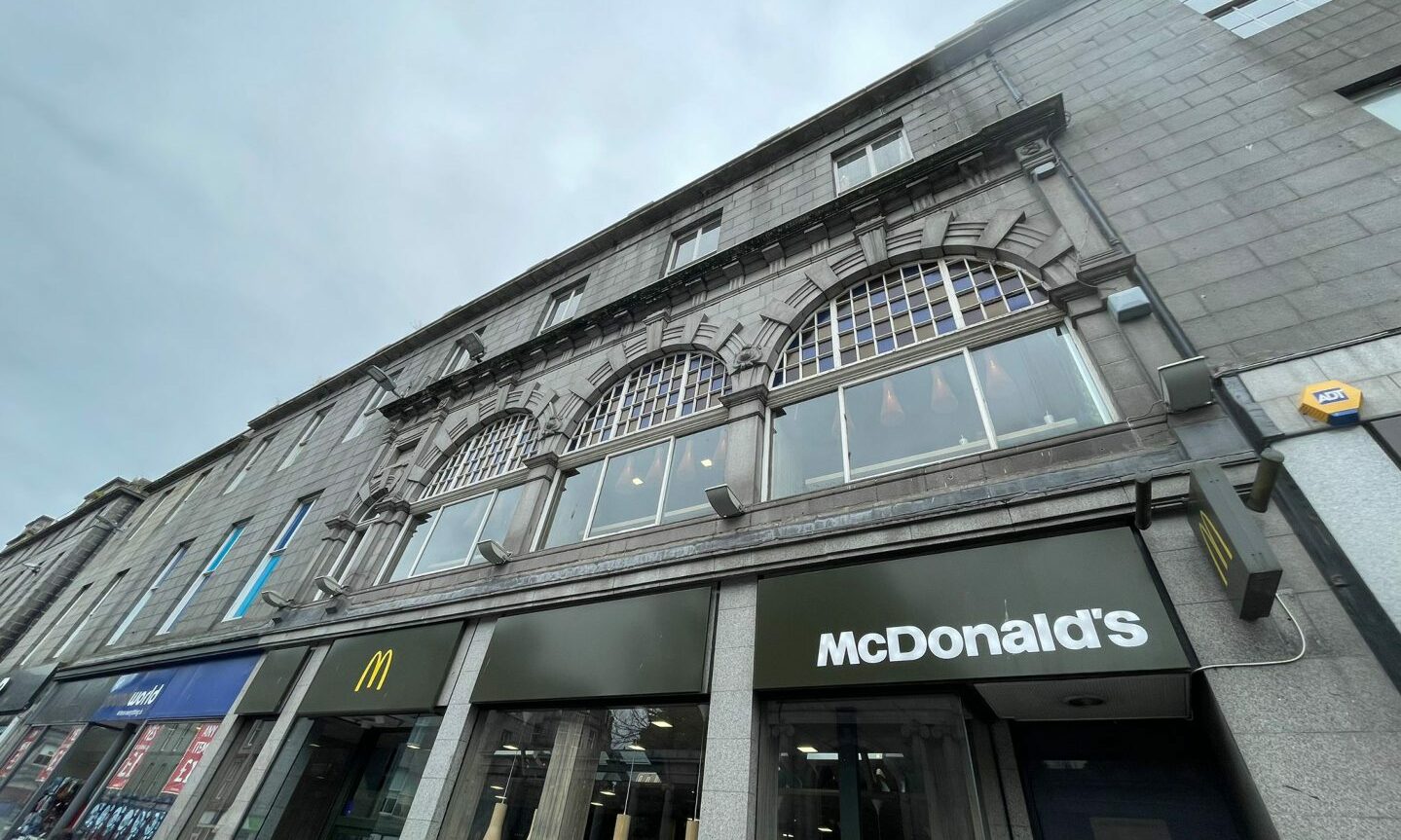 The distinctive McDonald's building
