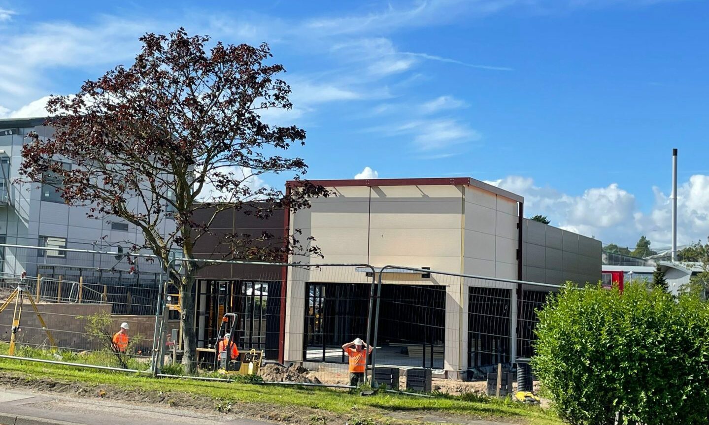 The new Tim Hortons structure as seen from Wellington Road.