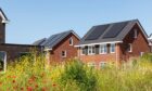 New build houses with solar panels.