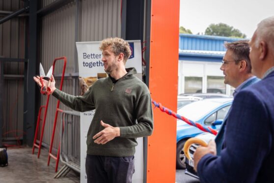 Cammy Wilson opens British Wool's new depot in Selkirk.