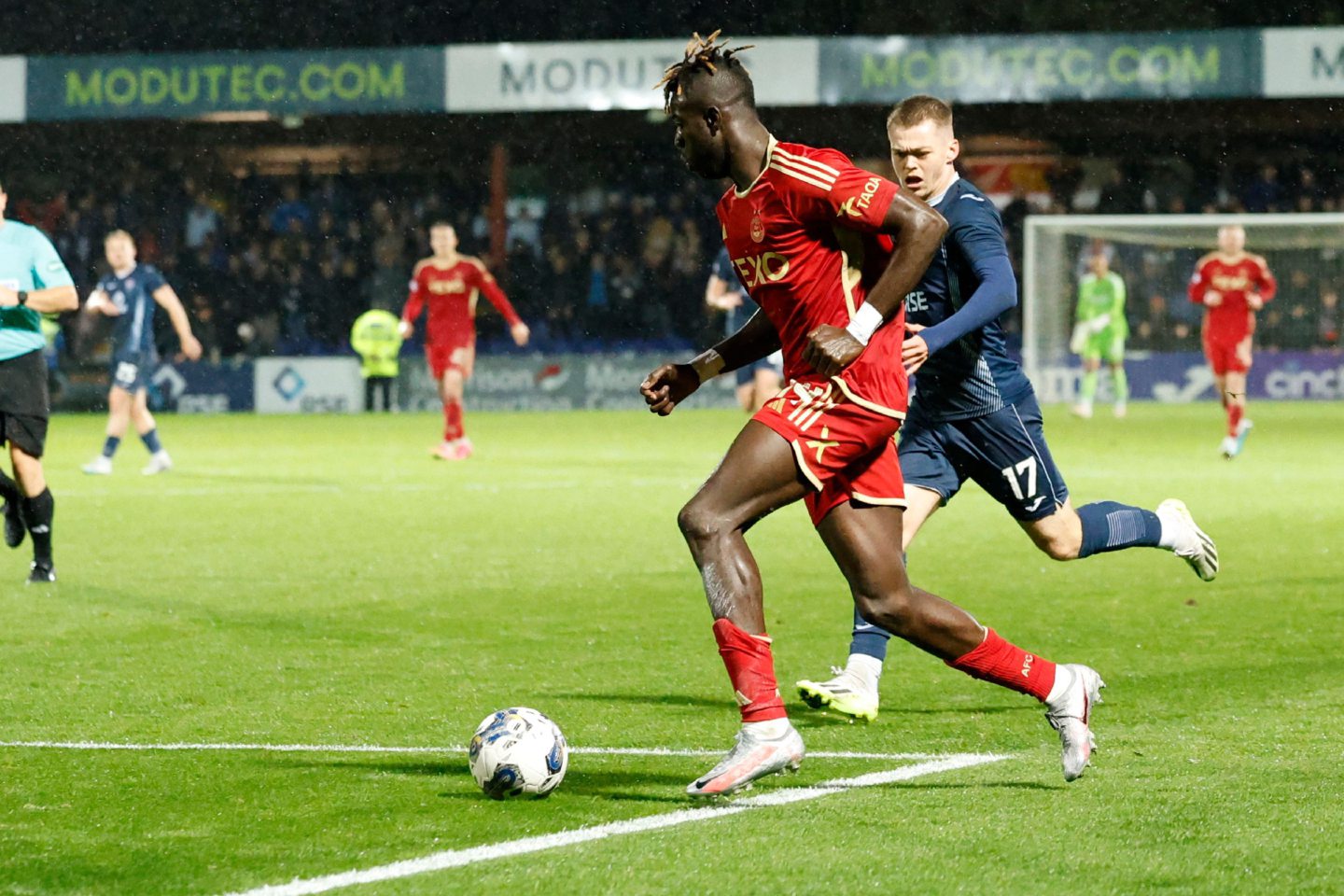 Pape Gueye in action in the Viaplay Cup tie defeat of Ross County. in Dingwall.  