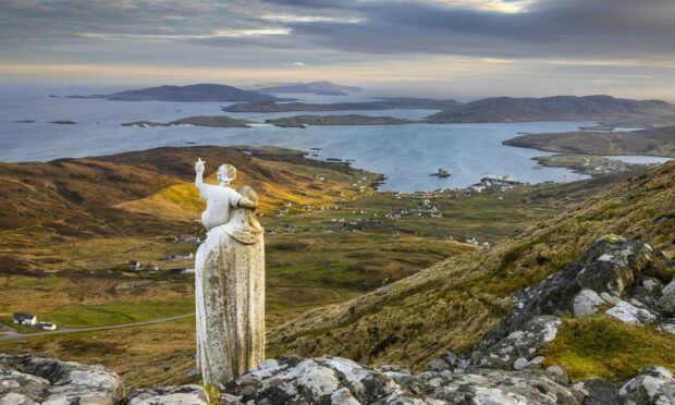 Our Lady of the Sea statue, overlooking Castlebay on Barra.