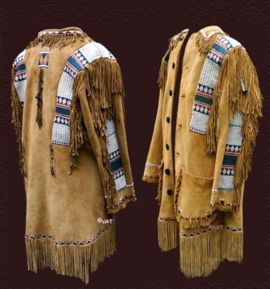 Native American men's frock coat (back and front).