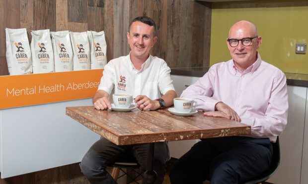 Caber Coffee managing director Findlay Leask and Mental Health Aberdeen chief executive Graeme Kinghorn.