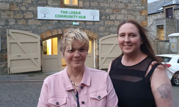 Yvonne Murray and Louise McBride outside the Lossie Community Hub.