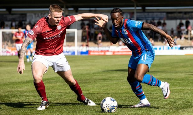 Austin Samuels in action for Caley Thistle against Arbroath. Image: SNS.