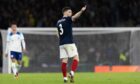 Scotland's Andy Robertson gives the fans a thumbs up during the 150th Anniversary Heritage Match between Scotland and England at Hampden Park, on September 12, 2023. Image: SNS.