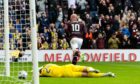 Hearts' Liam Boyce celebrates after scoring to make it 2-0 against Aberdeen. Image: SNS