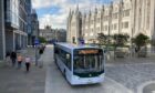 First Bus outside Marischal Court and Marischal Square in Aberdeen.