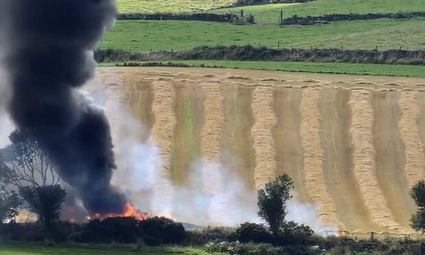Smoke and fire at farm in Dyce