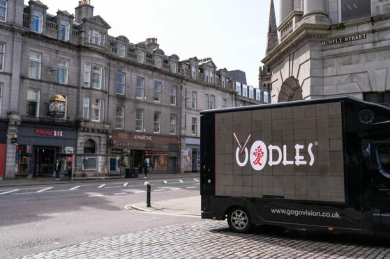 Oodles van outside the new Oodles Aberdeen restaurant on Union Street.