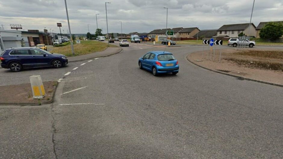 Google Maps image showing previous layout of A96 roundabout.