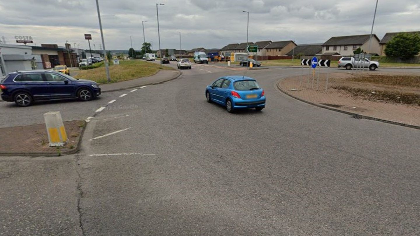 Google Maps image showing previous layout of A96 roundabout. 